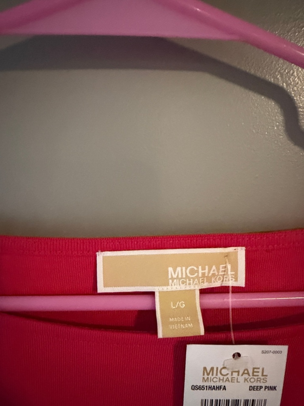 NWT Michael Kors Hot Pink Roll-Tab Short Sleeve Tee - Picture 3 of 3